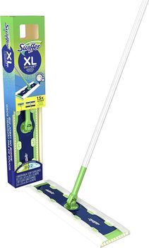 Swiffer Sweeper Dry + Wet XL Sweeping Kit with 1 Sweeper, 8 Dry Cloths, 2 Wet Cloths.