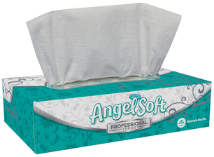 Angel Soft ps® Premium Facial Tissue, Flat Box.  7.65" x 8.85".  100 Sheets/Box.