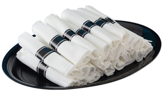 Fineline Settings Silver Secrets Napkin Rolls with Fork and Knife. Silver color. 100 rolls/case.