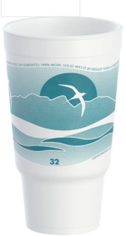 Dart J Cup® EPS Insulated Foam Pedestal Cup. 32 oz. Horizon® Teal. 16 cups/sleeve, 25 sleeves/case.