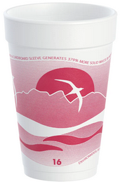 Dart J Cup® EPS Insulated Foam Cup. 16 oz. Horizon® Cranberry. 25 cups/sleeve, 40 sleeves/case.
