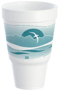 Dart J Cup® Squat EPS Insulated Foam Pedestal Cup. 32 oz. Horizon® Teal. 25 cups/sleeve, 20 sleeves/case.