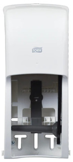 Tork Elevation Vertical Coreless High Capacity Toilet Paper Dispenser. 14.2 X 6.3 X 6.5 in.  White.