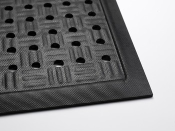 Cushion Station Anti-Fatigue Dry/Wet Indoor Floor Mat with Holes. 4 X 5.92 ft. Black.