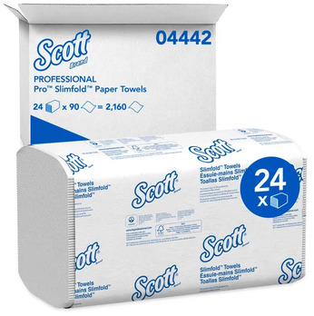Scott® Pro™ Slimfold™ Paper Towels (04442), With Fast-Drying Absorbency Pockets™, White, For Compatible Kimberly-Clark Professional™ Dispensers (90 Towels/Pack, 24 Packs/Case, 2,160 Towels/Case)