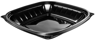 PresentaBowls® Pro Square Polypropylene Bowls. 24 oz. Black. 63 bowls/sleeve, 4 sleeves/case.