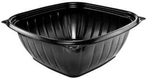 PresentaBowls® Pro Square Polypropylene Bowls. 64 oz. Black. 63 bowls/sleeve, 4 sleeves/case.
