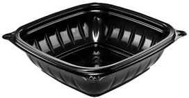 PresentaBowls® Pro Square Polypropylene Bowls. 8 oz. Black. 63 bowls/sleeve, 8 sleeves/case.