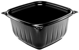 PresentaBowls® Pro Square Polypropylene Bowls. 16 oz. Black. 63 bowls/sleeve, 8 sleeves/case.