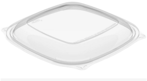 PresentaBowls® Pro Large PET Lids for 24 to 64 oz. Square Bowls. Clear. 63 bowls/sleeve, 4 sleeves/case.