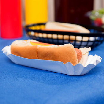 Fluted Heavy Weight Paper Hot Dog Trays. 6 X 1 1/2 X 1 1/4 in. White. 3000/case.