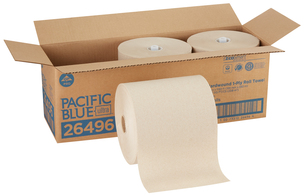 Pacific Blue Ultra™ 8” High Capacity Recycled Paper Towel Rolls, Brown, 3 Rolls/Case