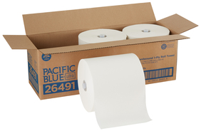 Pacific Blue Ultra™ High Capacity Recycled Paper Towel Rolls. 7.8 in X 1150 ft. White. 3 rolls/case.