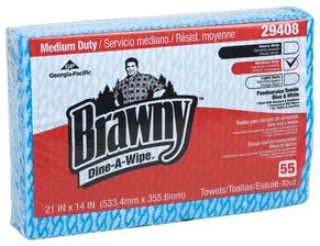 Brawny Dine-A-Wipe™ Foodservice Quarterfold Busing Towel (HEF).  21" x 14".  Blue & White.  330 Wipers/Package.