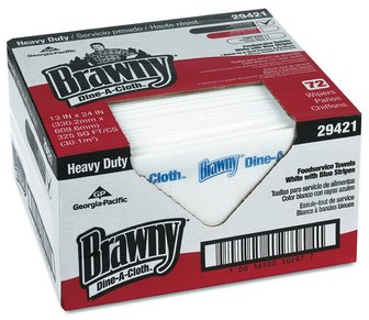 Brawny Dine-A-Cloth® Heavy Duty Foodservice Towel (Chef Towel).  13" x 24" Cloth.  White with Blue Stripe.