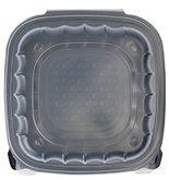ReForm Square Duo Color Hinged Polypropylene Containers. 8 X 8 in. Black and Clear. 100/case.