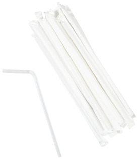 AmerCareRoyal Jumbo Flex Paper Wrapped Straws. 7 5/8 in. Clear. 400 straws/box, 24 boxes/case.