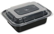 Food Container with Lid, 12 oz, 5.78 x 4.52 x 2.24, Black/Clear, Plastic, 150/Carton