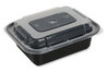 A Picture of product GEN-TORECT12 GEN Plastic Food Container with Lid. 12 oz. 5.78 X 4.52 X 2.24 in. Black/Clear. 150/carton.