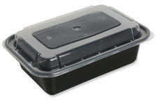 GEN Plastic Food Container with Lid. 16 oz. 7.48 X 5.03 X 2.04 in. Black/Clear. 150/carton.