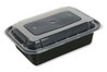 A Picture of product GEN-TORECT16 GEN Plastic Food Container with Lid. 16 oz. 7.48 X 5.03 X 2.04 in. Black/Clear. 150/carton.