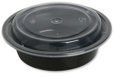 Plastic Food Container with Lid. 16 oz. 6.29 X 6.29 X 1.96 in. Black/Clear. 150/carton.