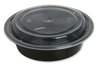 A Picture of product GEN-TORND16 Plastic Food Container with Lid. 16 oz. 6.29 X 6.29 X 1.96 in. Black/Clear. 150/carton.
