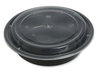A Picture of product GEN-TORND24 Plastic Food Container with Lid. 24 oz. 7.28 X 7.28 X 1.96 in. Black/Clear. 150/carton.