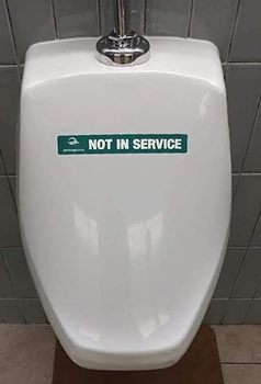 JaniWrap | Out of Order Urinal & Toilet Covers with "Not in Service" Labels | 32 Applications | Self Adhesive | Easy Application | Green & Grey Labels - Not In Service