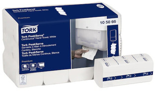 Tork PeakServe Continuous Hand Towels. 1-ply. 3.2 X 7.9 in. 270/pack, 12 packs/case.