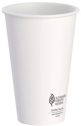 Solo ThermoGuard® Double Walled Insulated Paper Hot Cups. 16 oz. White. 30 cups/sleeve, 20 sleeves/case.