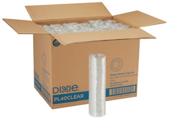 GP Dixie® Plastic Portion Cup Lids for 3.25, 4, and 5 oz. Cups. Clear. 100 lids/sleeve, 24 sleeves/case.