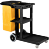 A Picture of product BBP-154048K Janitor's Cart - Black w/Yellow Bag