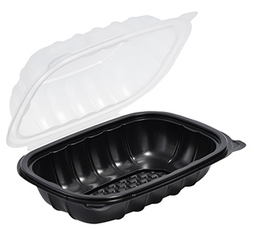 ReForm Rectangular Duo Color Hinged Polypropylene Containers. 9 X 6 in. Black and Clear. 100/case.