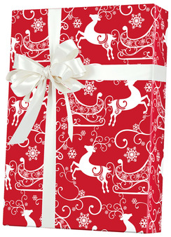 Gift Wrap on Cutter Box Roll. 50#. 24 in X 100 ft. Sleigh Ride. ** Freight Charges will apply **