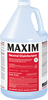Maxim® Neutral Disinfectant. 1 gal. Yellow. Lemon scent. 4 bottles/carton.