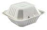 A Picture of product ACR-HL66NPFA AmerCareRoyal Molded Fiber NPFA Small Hinged Lid Compostable Containers. 6 x 6 x 3.19 in. Natural. 125/pack, 4 packs/case.