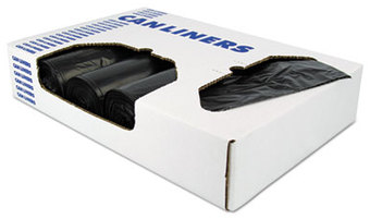 Heritage X-Liner Reprocessed Liners, 60 gal, 1.7 mil, 38" x 58", Black, 20 Bags/Roll, 5 Rolls/Carton