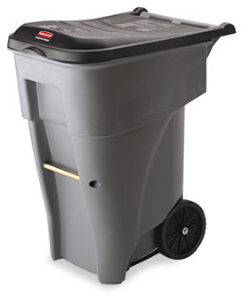 Rubbermaid® Commercial Brute Roll-Out Heavy-Duty Container, 65 gal, Polyethylene, Gray