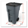 A Picture of product RCP-9W21GY Rubbermaid® Commercial Brute Roll-Out Heavy-Duty Container, 65 gal, Polyethylene, Gray