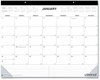 A Picture of product UNV-71002 Universal Desk Pad Calendar 22 x 17, White/Black Sheets, Black Binding, Clear Corners, 12-Month (Jan to Dec): 2024