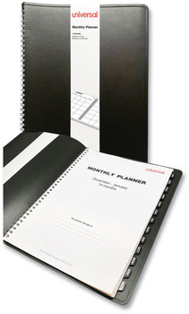 Universal Monthly Planner 11 x 8, Black Cover, 14-Month, Dec 2023 to Jan 2025