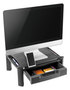 A Picture of product IVR-55050 Innovera® Large Monitor Stand with Cable Management and Drawer 18.38" x 13.63" 5", Black