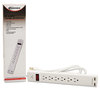 A Picture of product IVR-71660 Innovera® Surge Protector 6 AC Outlets/2 USB Ports, ft Cord, 1,080 J, White
