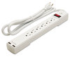 A Picture of product IVR-71660 Innovera® Surge Protector 6 AC Outlets/2 USB Ports, ft Cord, 1,080 J, White