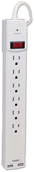 Innovera® Surge Protector 6 AC Outlets/2 USB Ports, ft Cord, 1,080 J, White