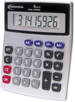 Innovera® 8-Digit Desktop Memory Calculator 15927 Dual Power, LCD