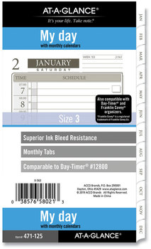 AT-A-GLANCE® 1-Page-Per-Day Planner Refills 6.75 x 3.75, White Sheets, 12-Month (Jan to Dec): 2024