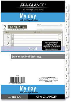 AT-A-GLANCE® 1-Page-Per-Day Planner Refills 8.5 x 5.5, White Sheets, 12-Month (Jan to Dec): 2024