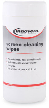 Innovera® Antistatic Screen Cleaning Wipes in Pop-Up Tub 4.75 x 6.25, Unscented, White, 120/Pack